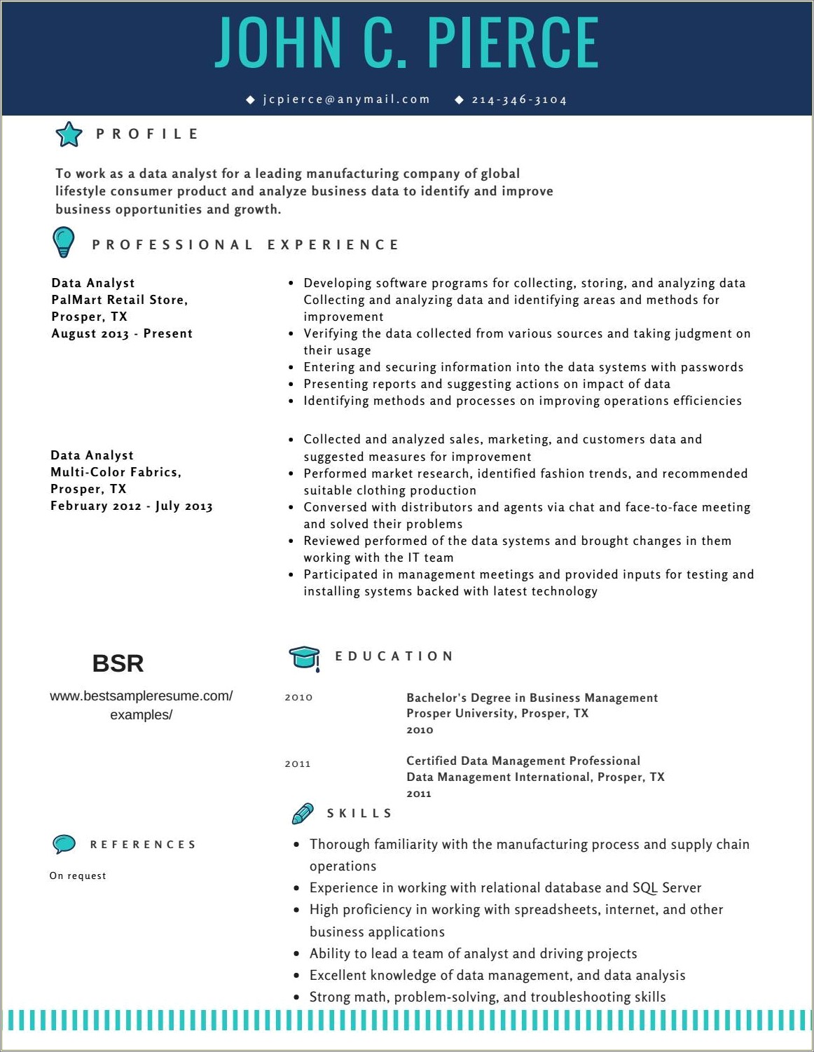 Resume Of Operations Manager Tailoring Industry
