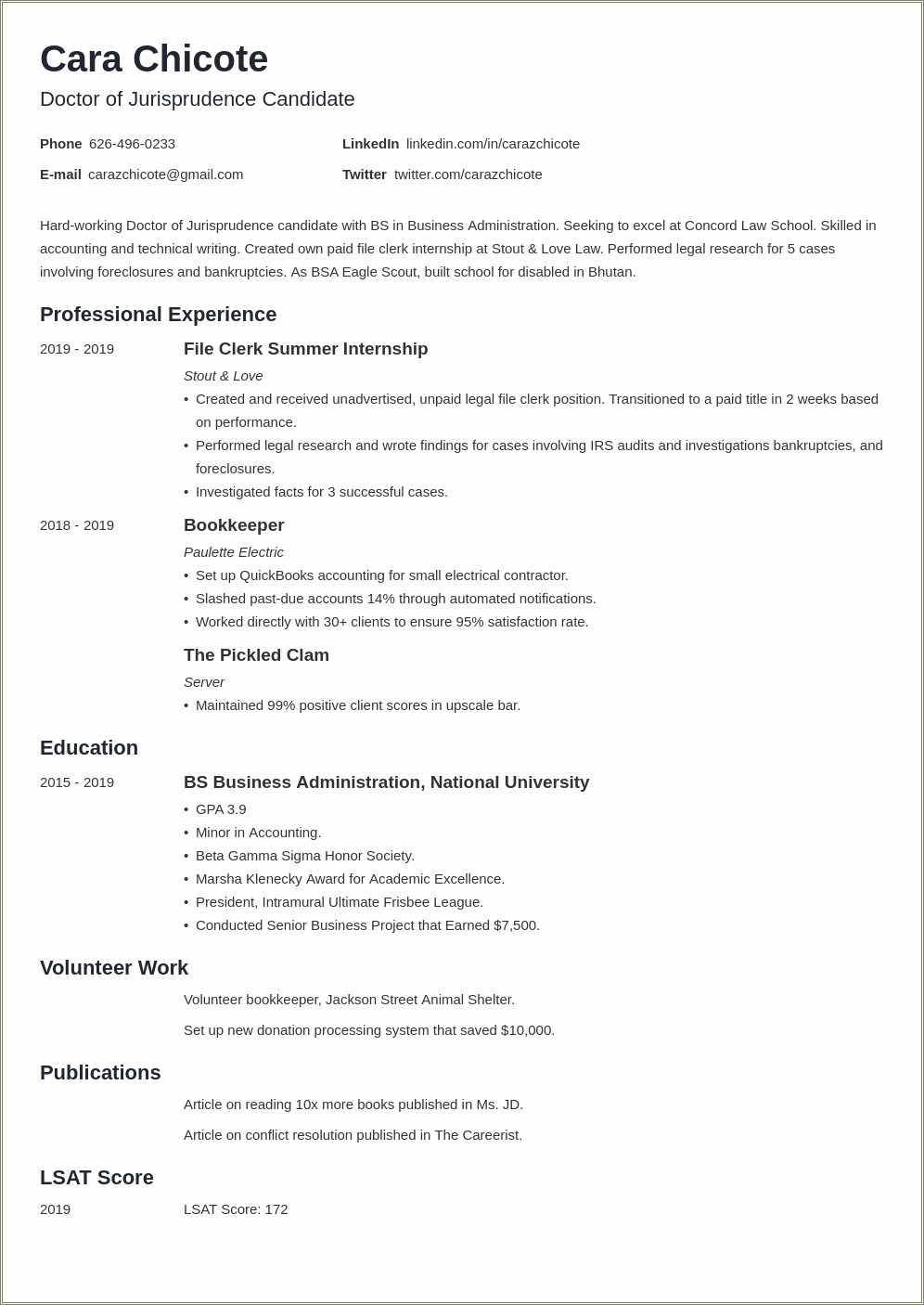 Resume Or Cv For Law School