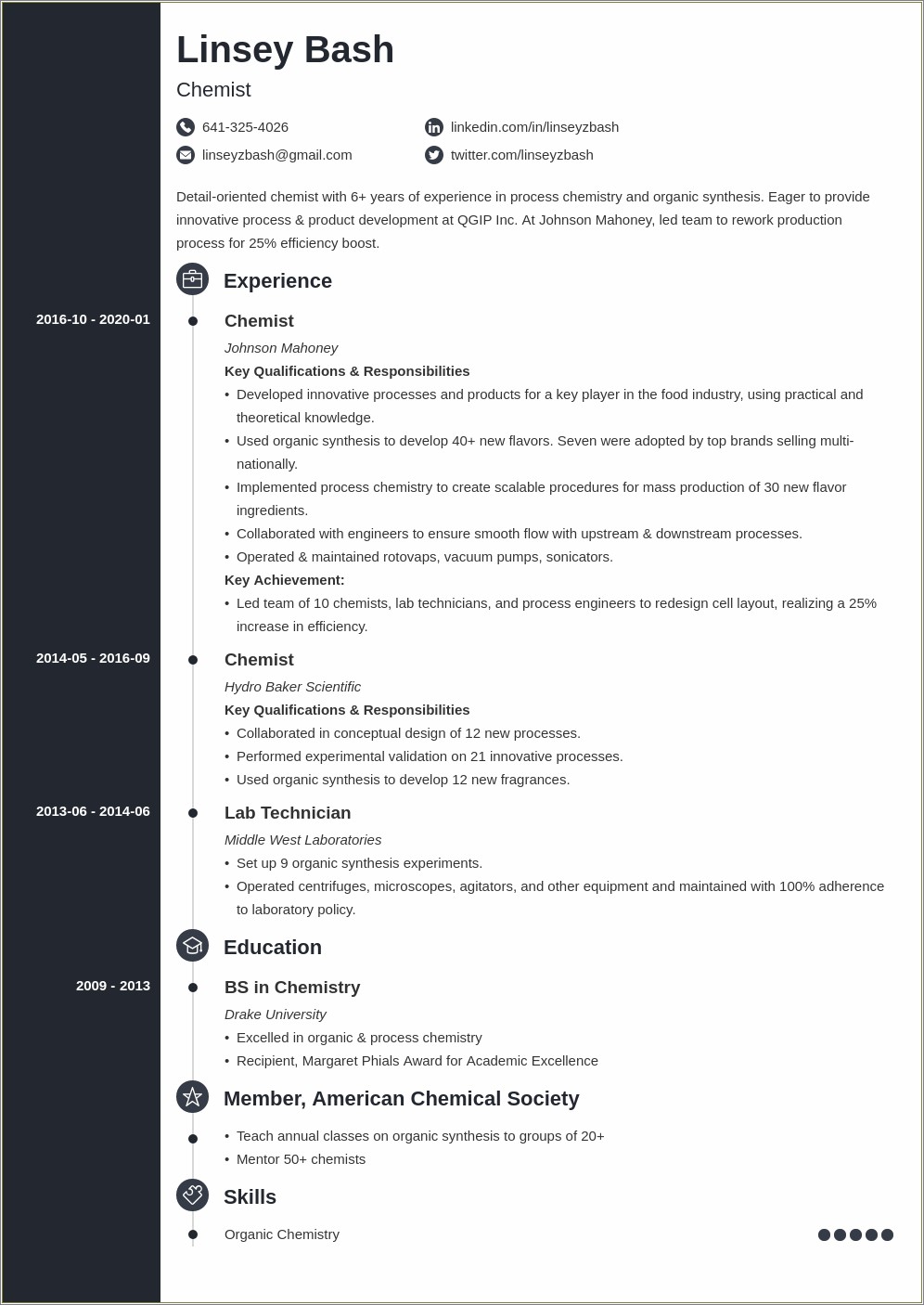 Resume Phd Chemist Industry Position Examples