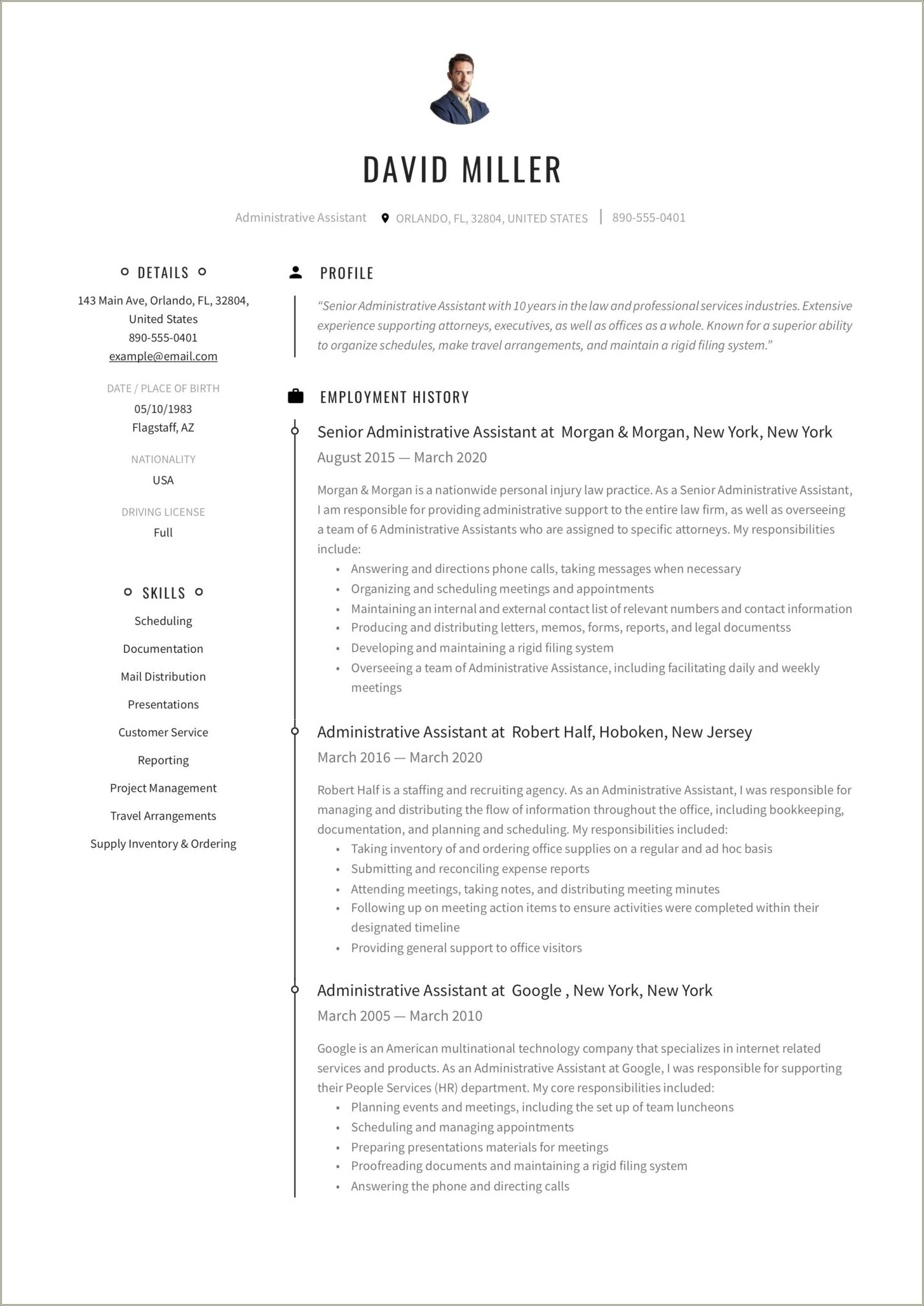 Resume Professional Summary Examples Administrative Assistant