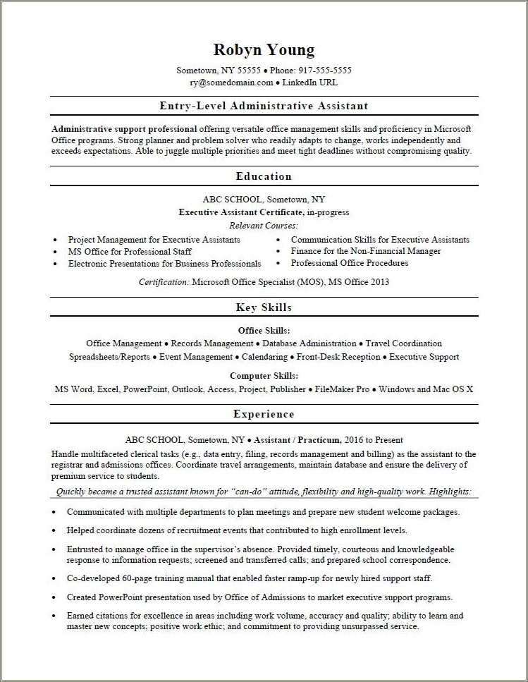 Resume Professional Summary For Service Advisor Assistants Free