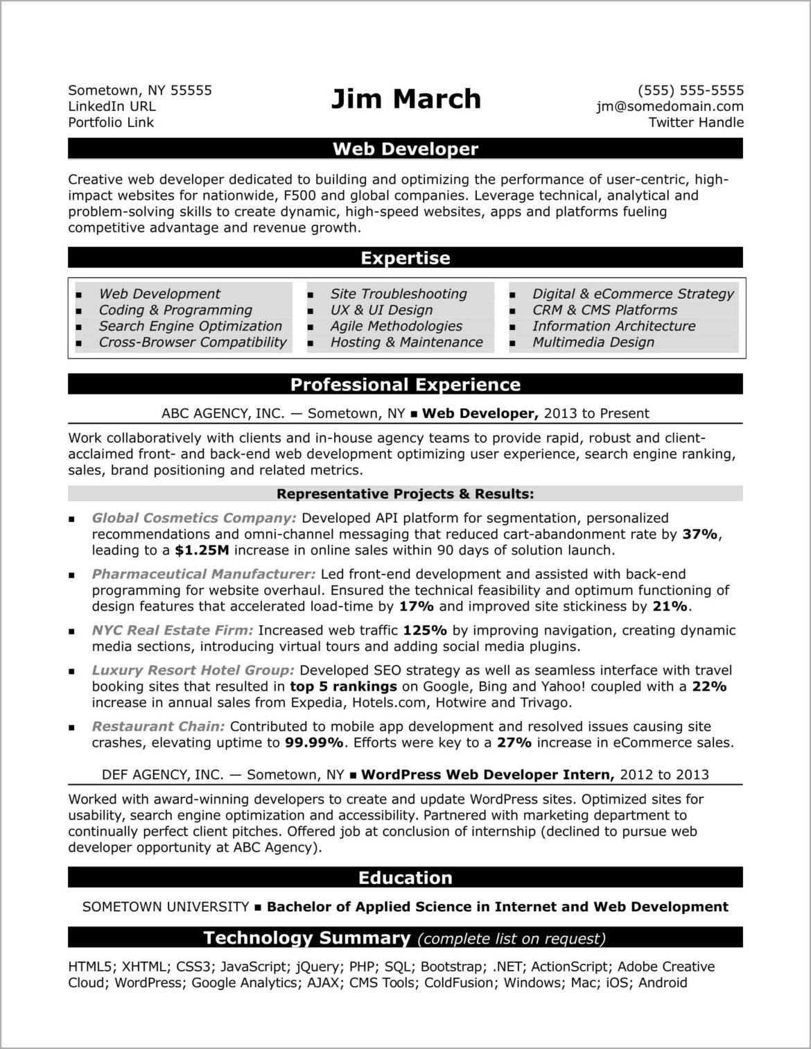 Resume Profile For Information Technology Job