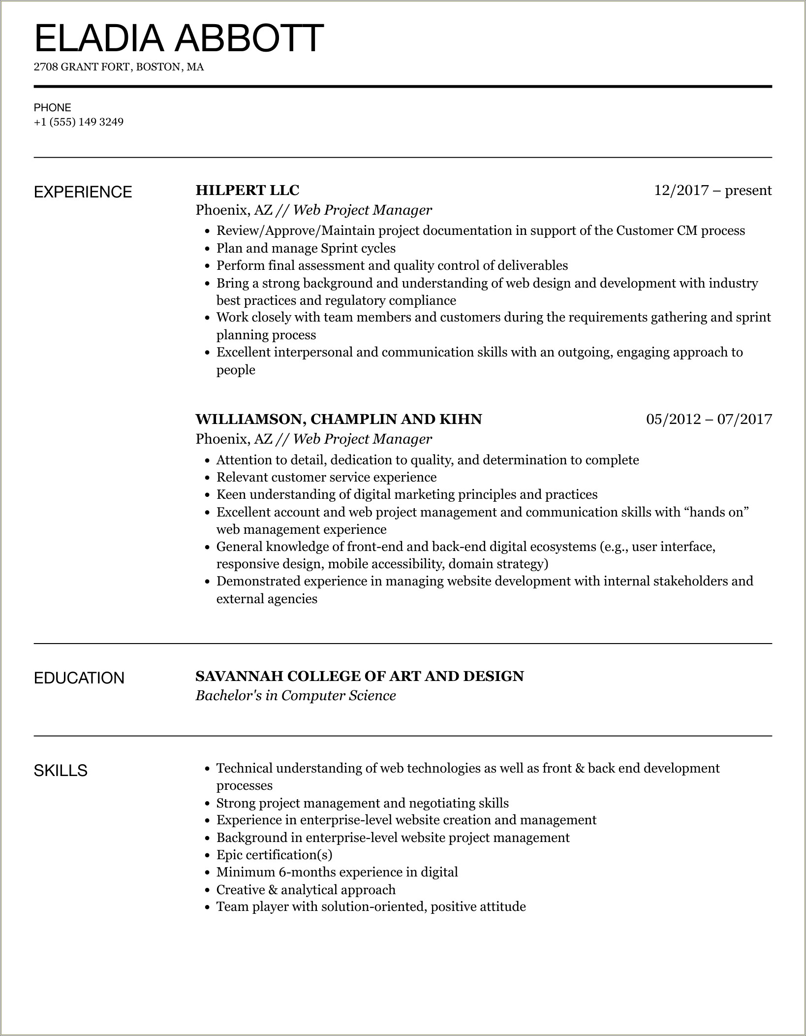 Resume Program Manager For Different Sites