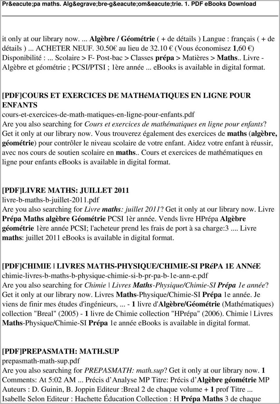 Résumé Programme Maths Pcsi Course Description