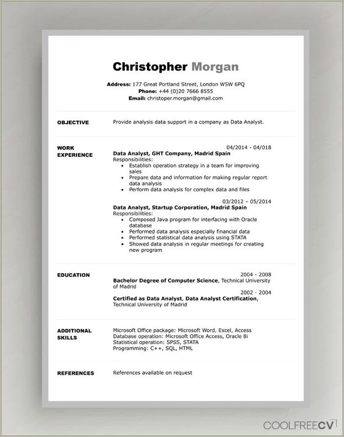Resume Put Role Or Official Company