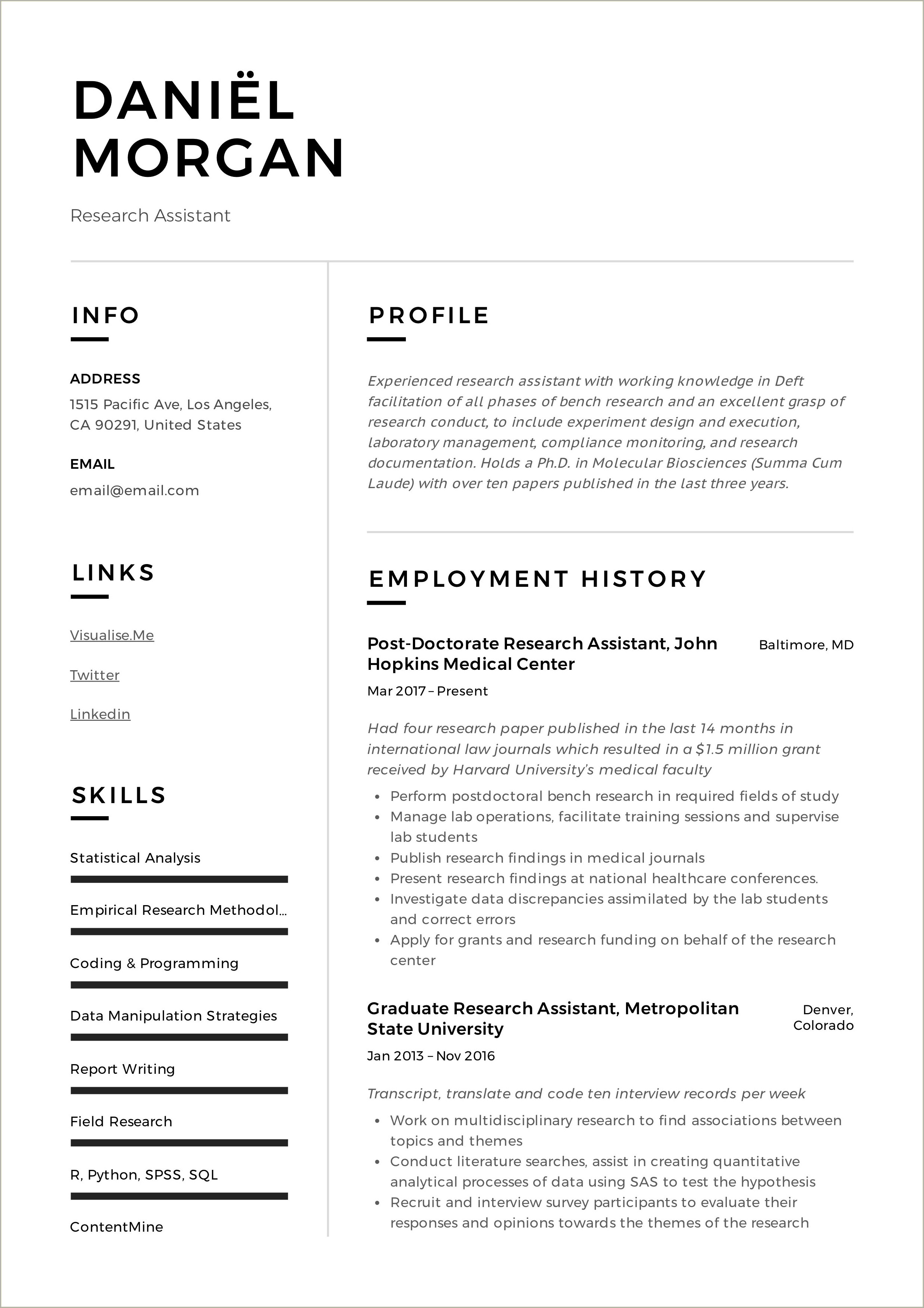 Resume Research And Investigative Skills Graduate