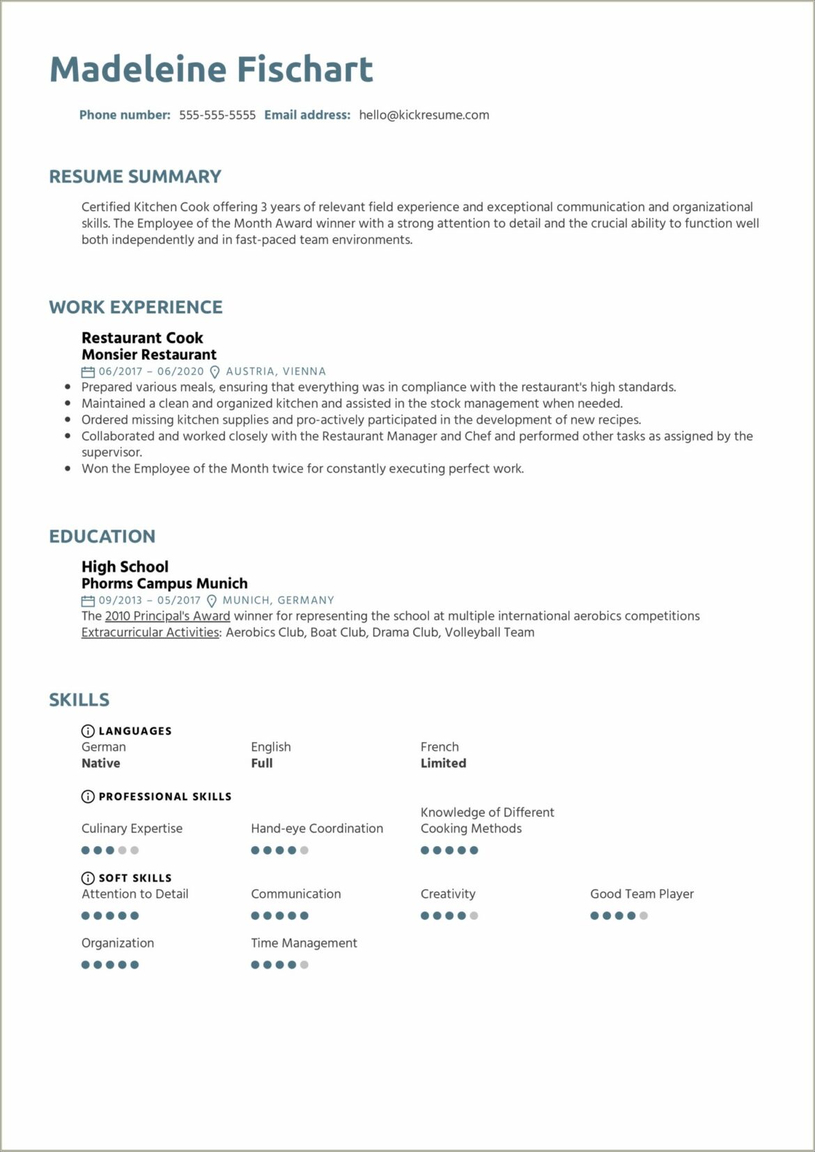 Resume Restaurant Work Experience Examples To Career