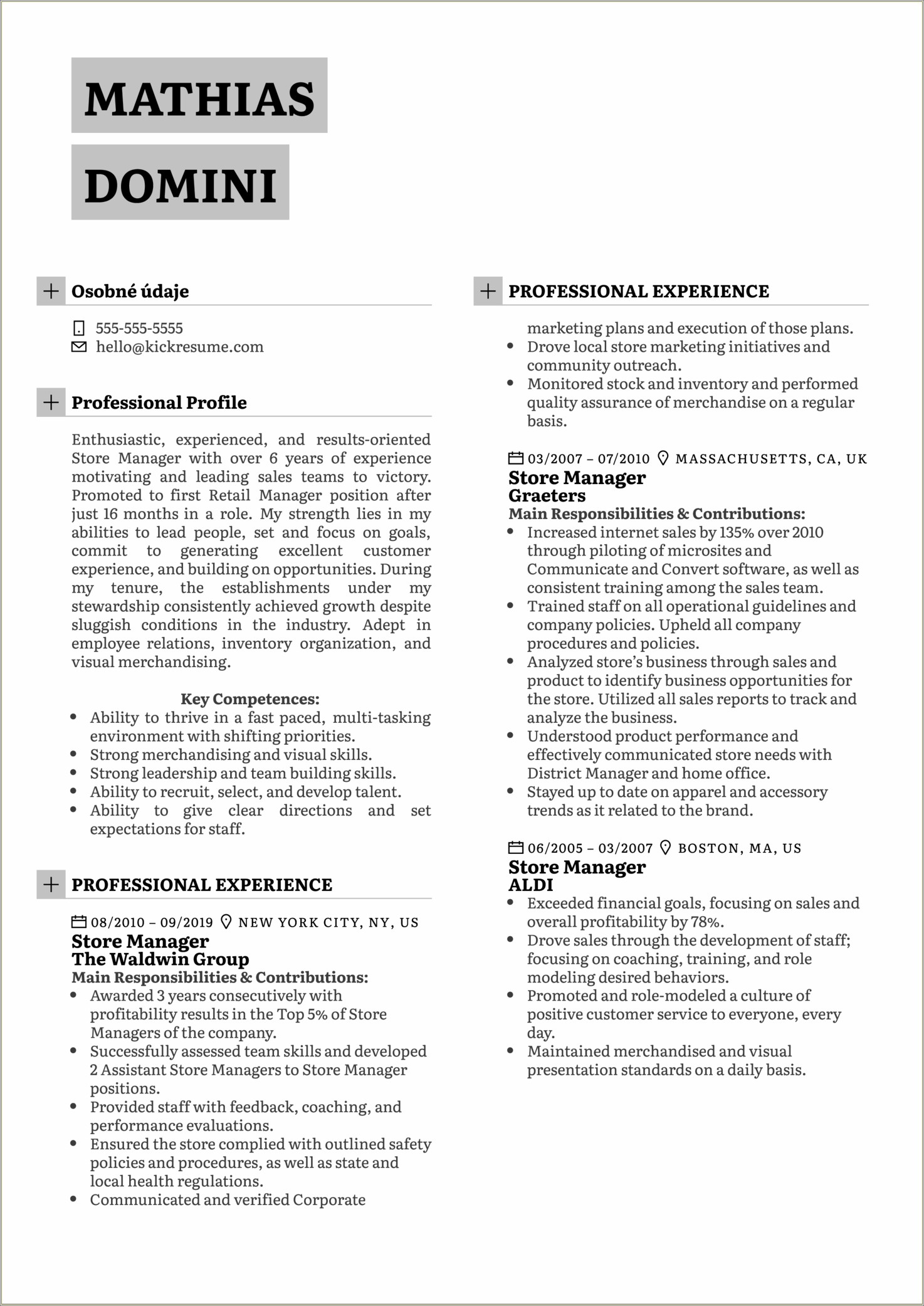 Resume Retail Sales Manager Job Description