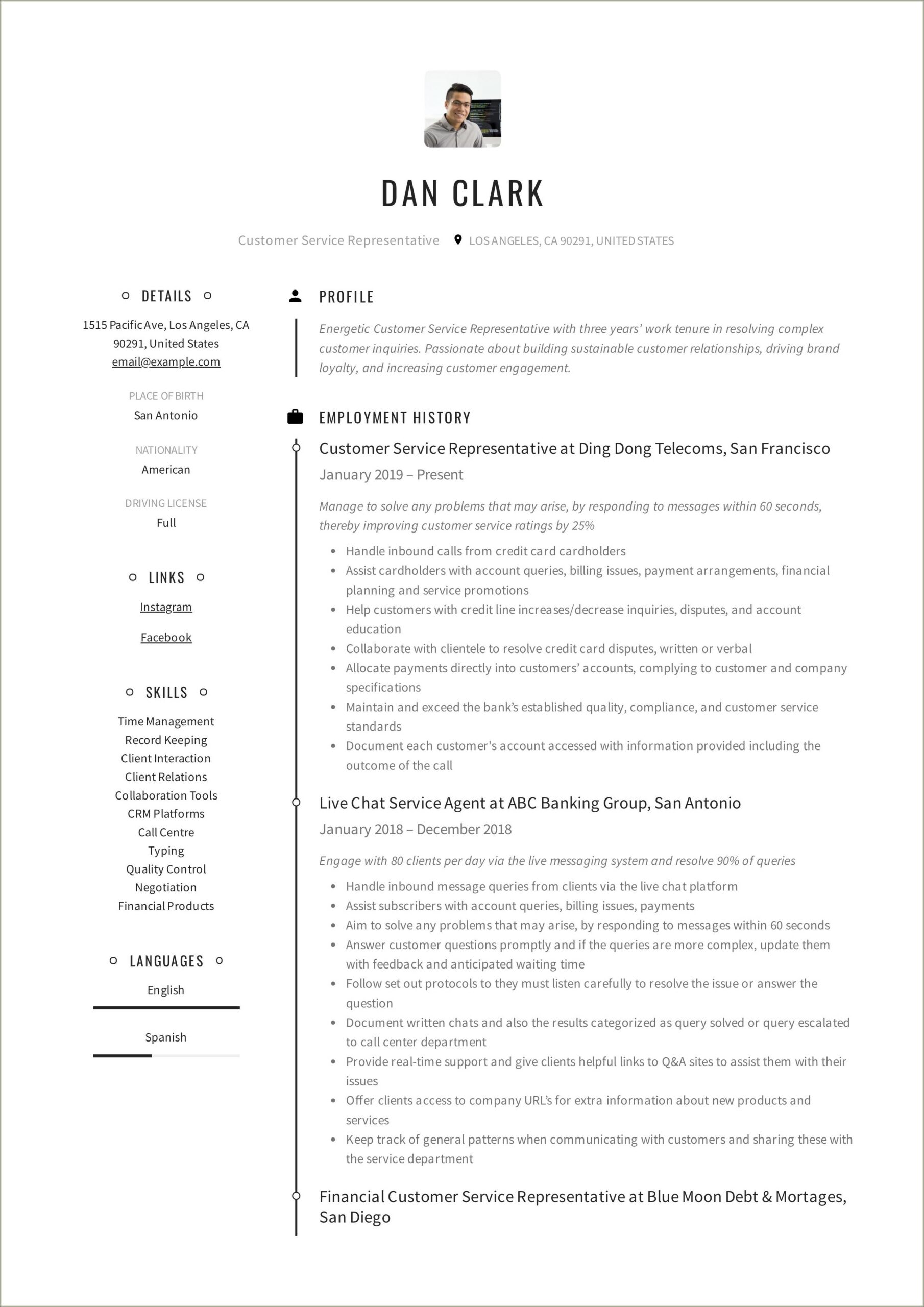 Resume Sales Wording Engaged With Customers
