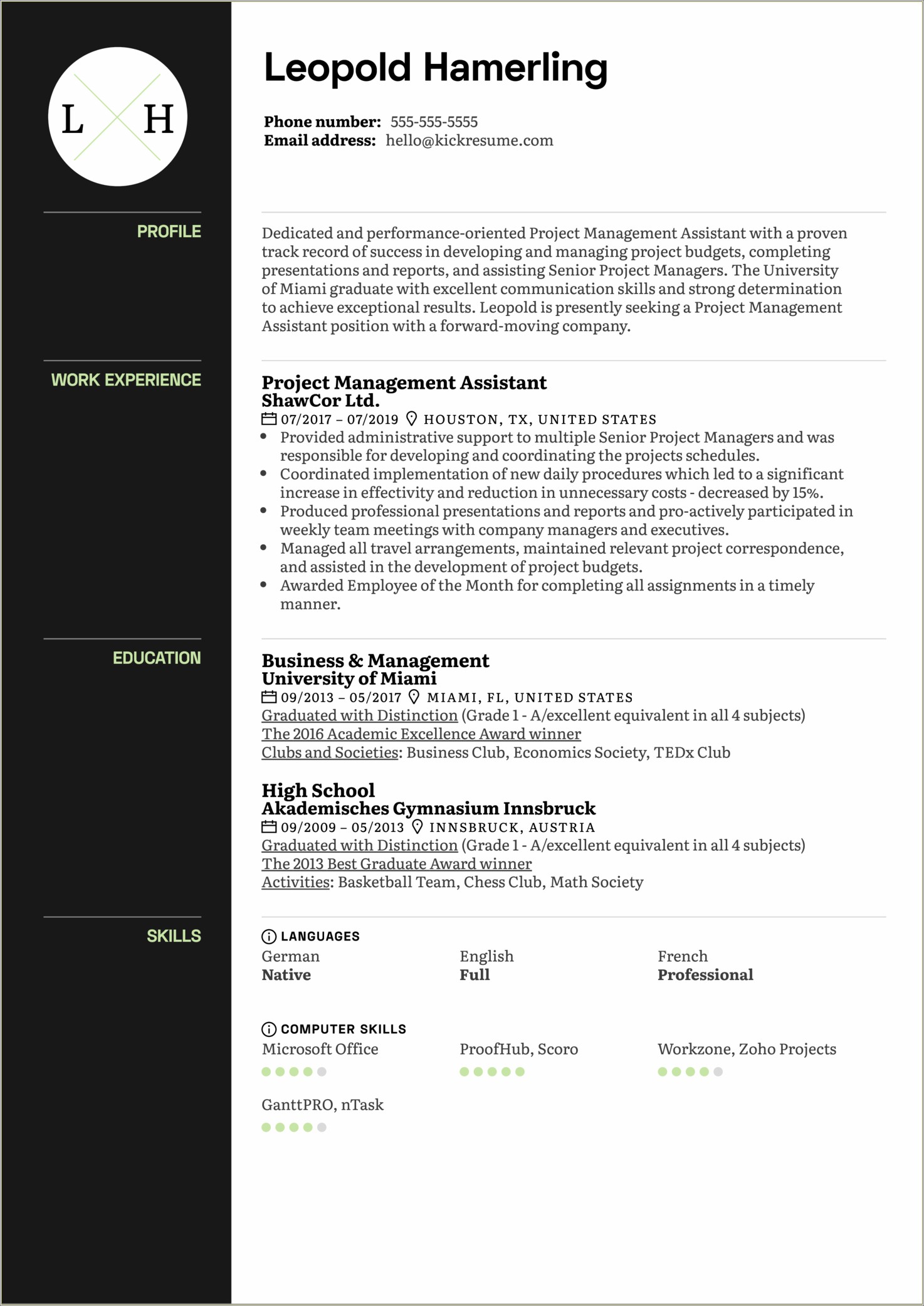 Resume Sample Copy For Project Coordinator For Usa
