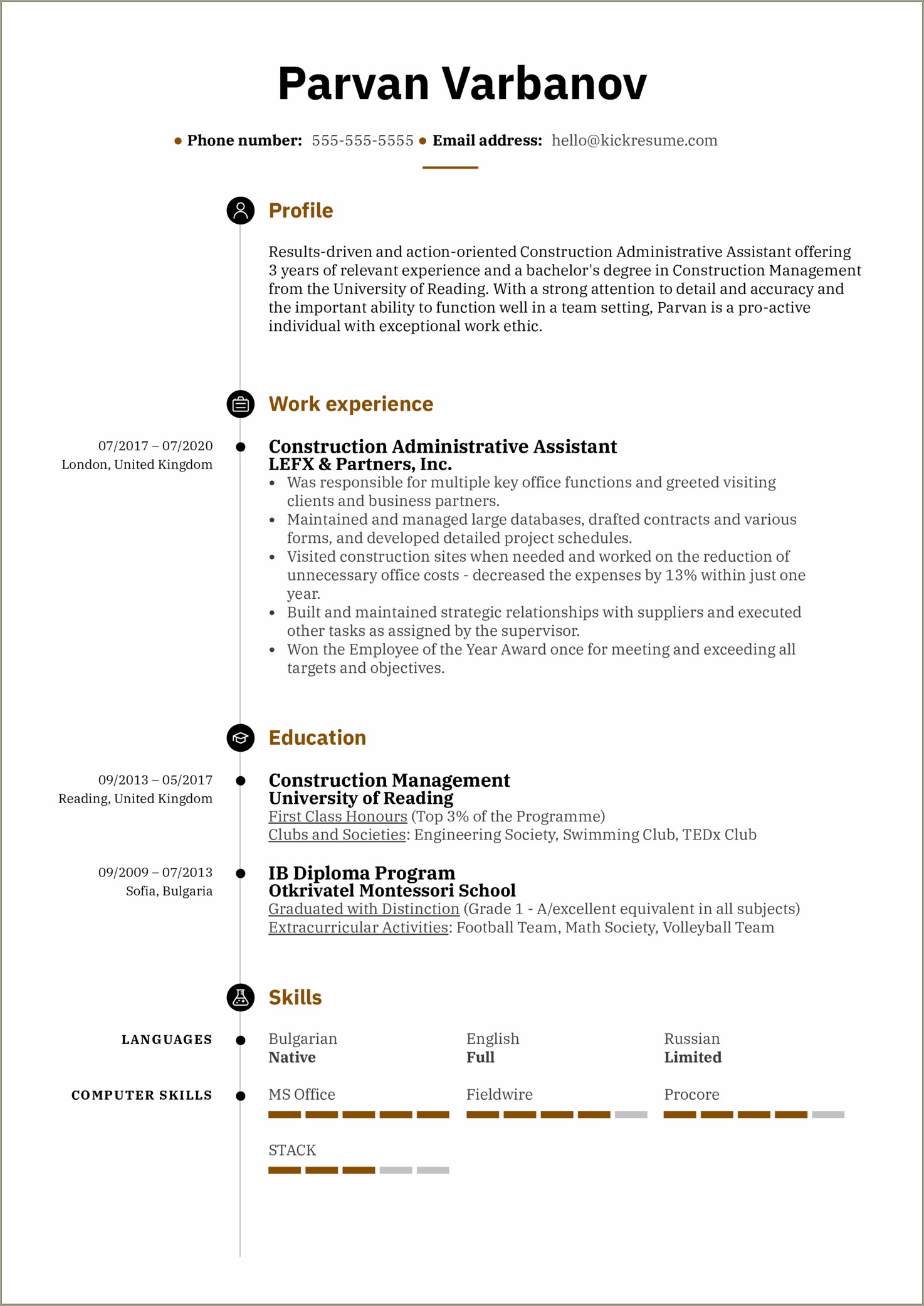 Resume Sample For Administrative Office Receptionist