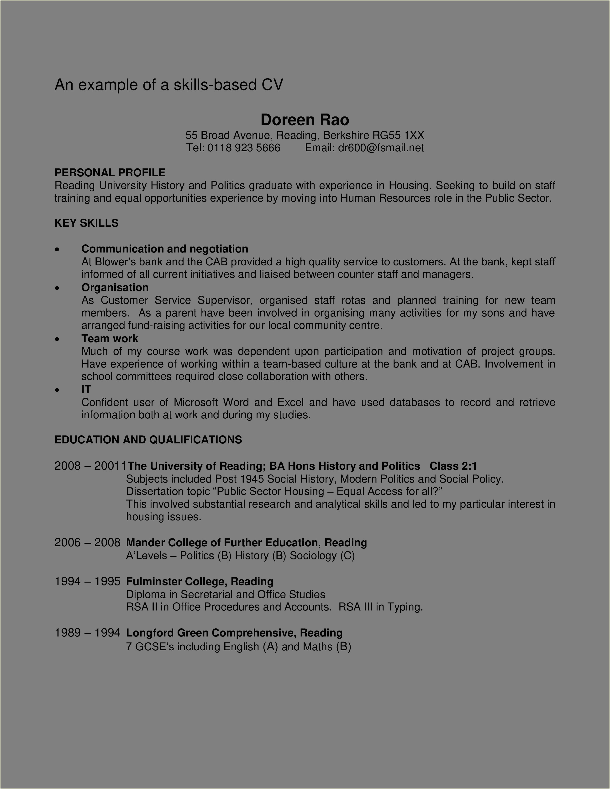 Resume Sample For Customer Service Officer