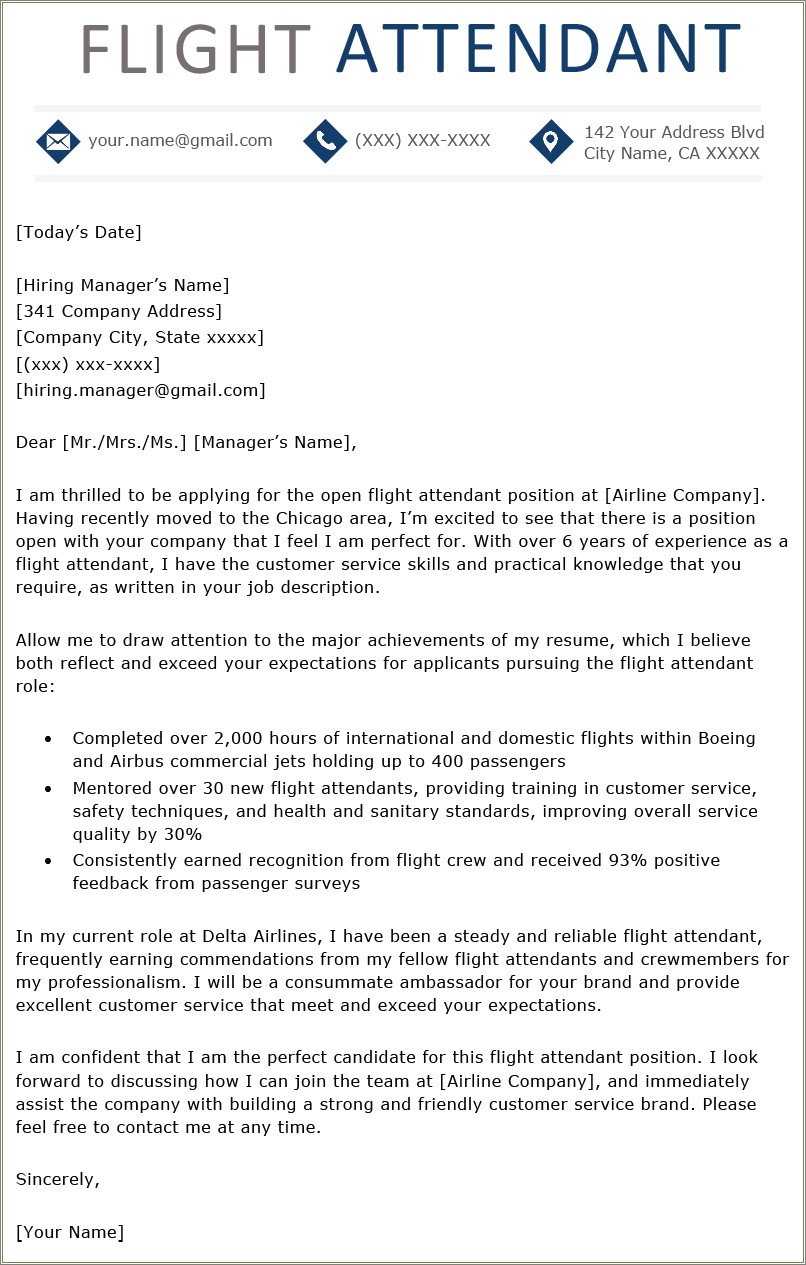 Resume Sample For Flight Attendant With No Experience