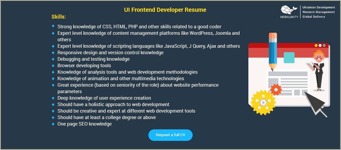 Resume Sample For Front End Developer Or Ui