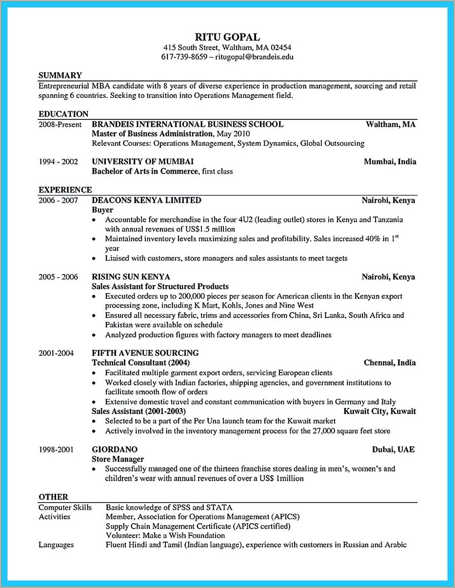 Resume Sample For Law School Retail