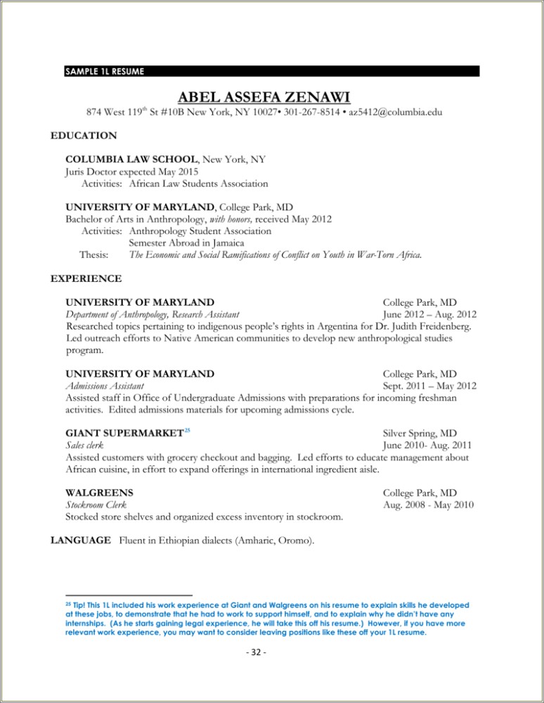 Resume Sample For Political Science Club