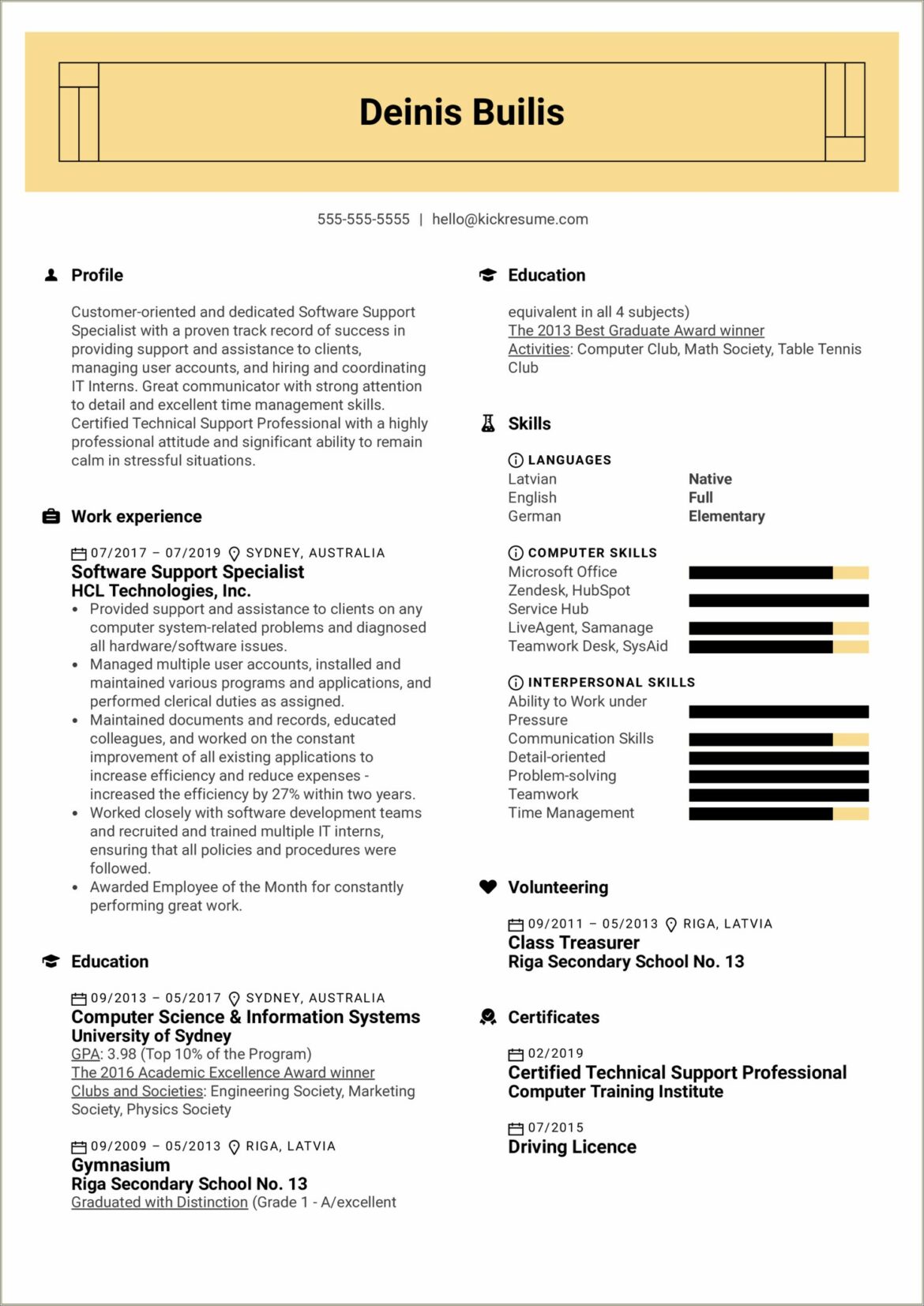 Resume Sample For Tech Support Trainer