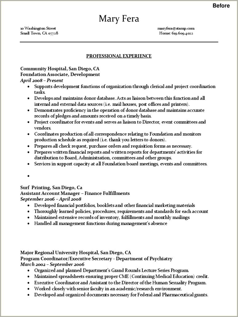 Resume Sample Format For Administrative Assistant