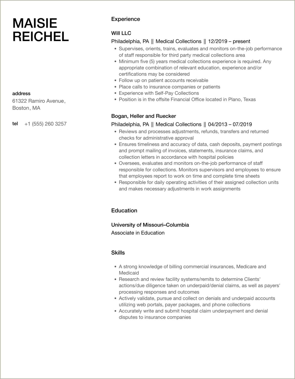 Resume Sample Medical Collections List Of Skills Qualifications