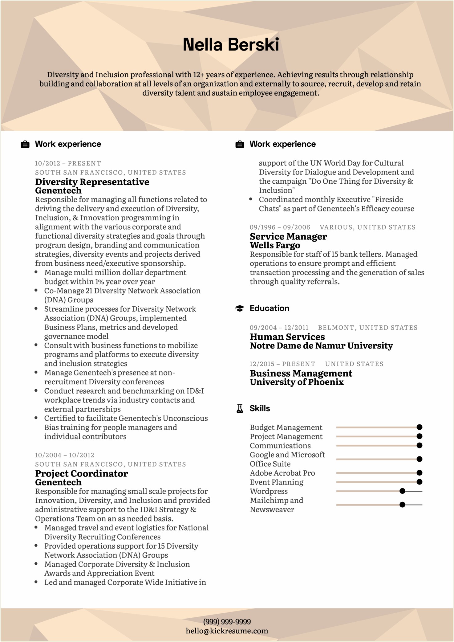 Resume Sample Notre Dame Career Center