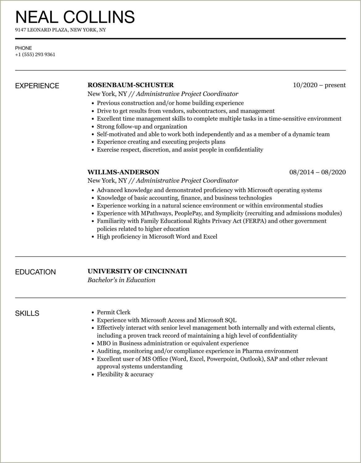 Resume Sample Of A Project Coordinator Job Hero