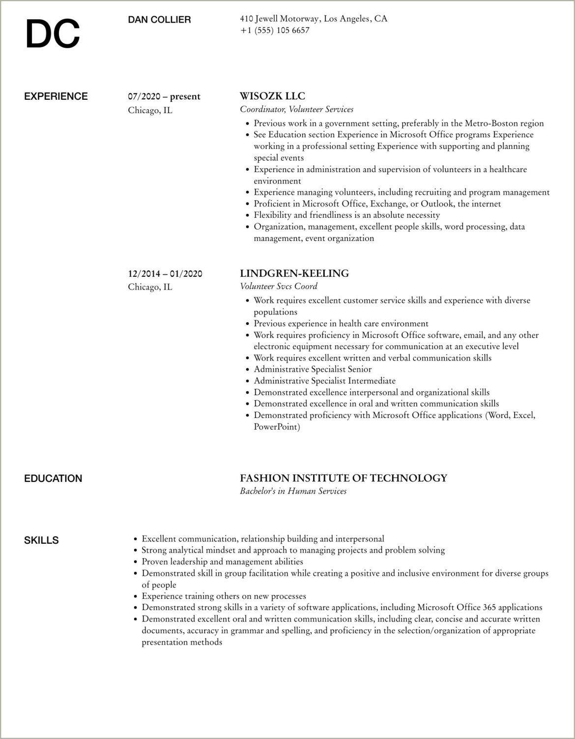 Resume Samples Description Reserve Deputy Volunteers