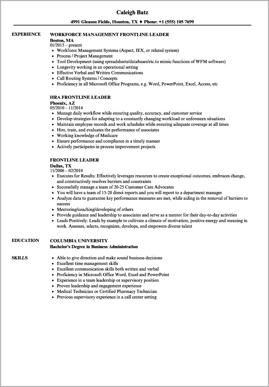 Resume Samples Examples With One Job Longevity