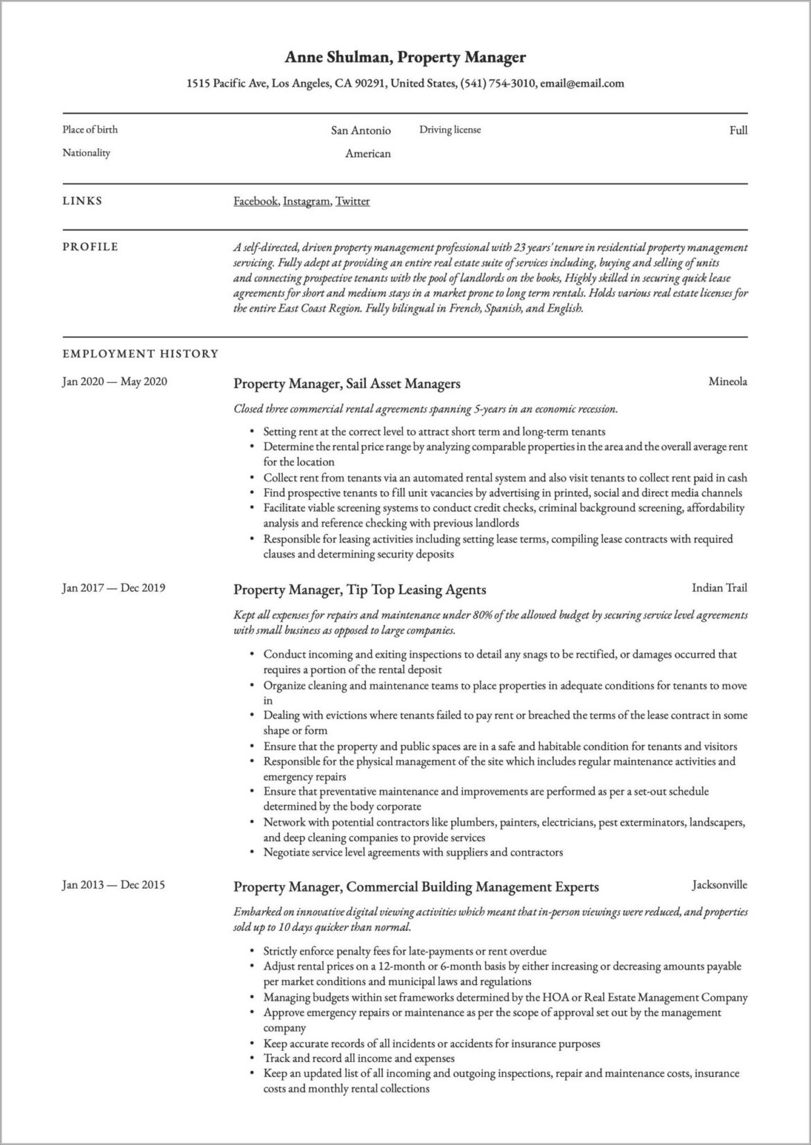 Resume Samples For Apartment Leasing Agent