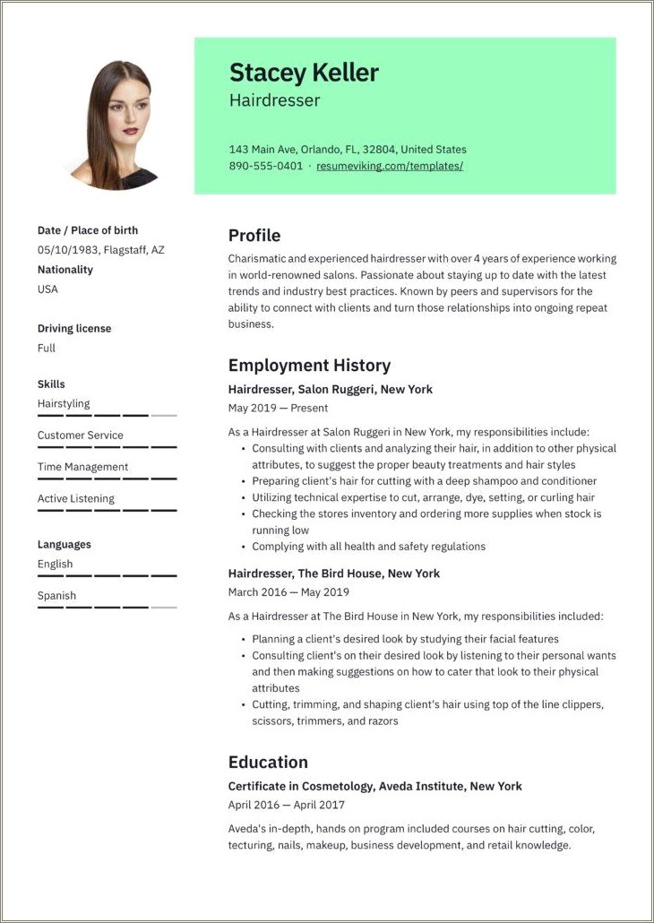 Resume Samples For Hair And Makeup Artist