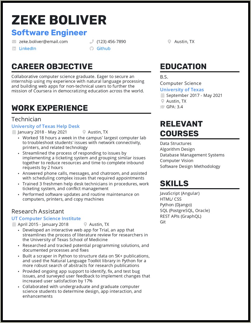 Resume Samples For Industry Computer Science Phd Application