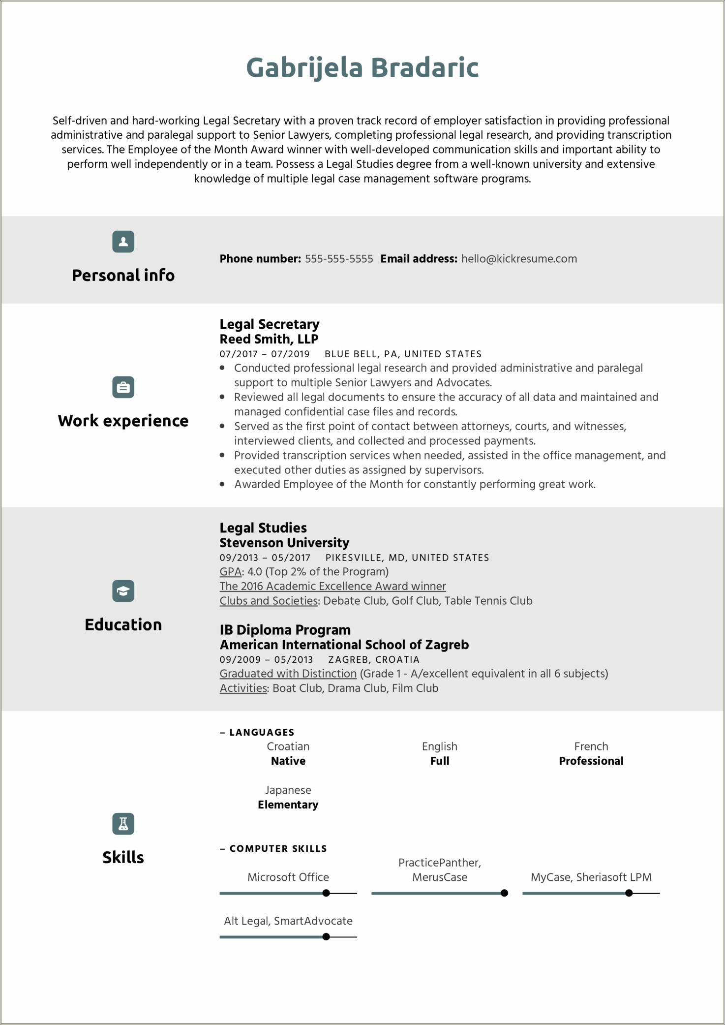 Resume Samples For Legal Office Assistant