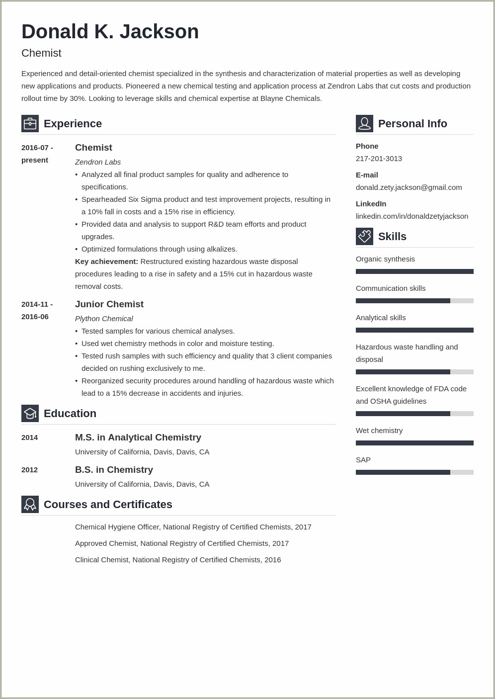 Resume Samples For Master Of Science