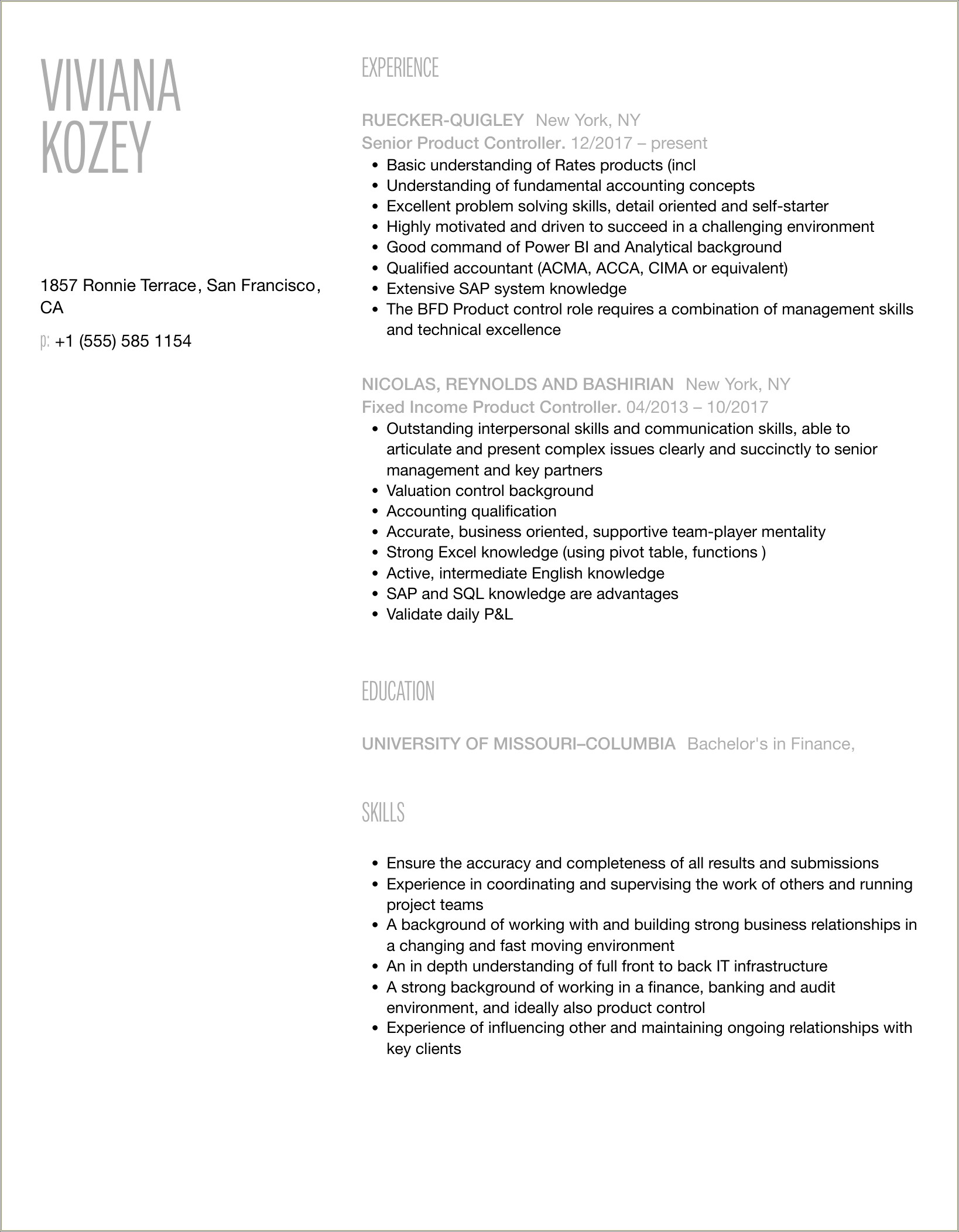 Resume Samples For Sur La Table