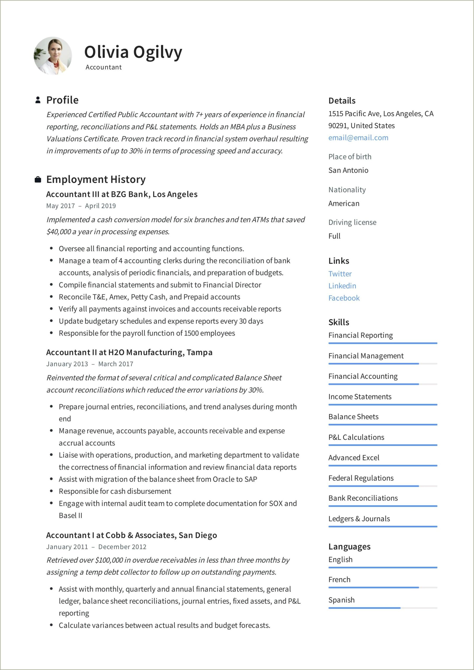Resume Samples For Us Accounting Jobs