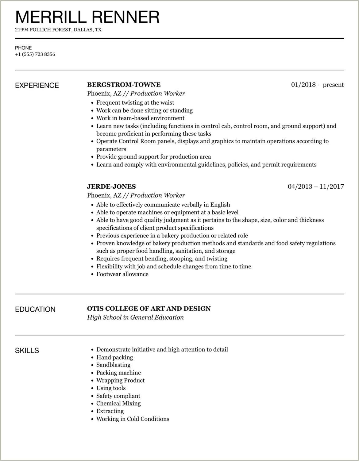 Resume Samples Glass And Window Worker