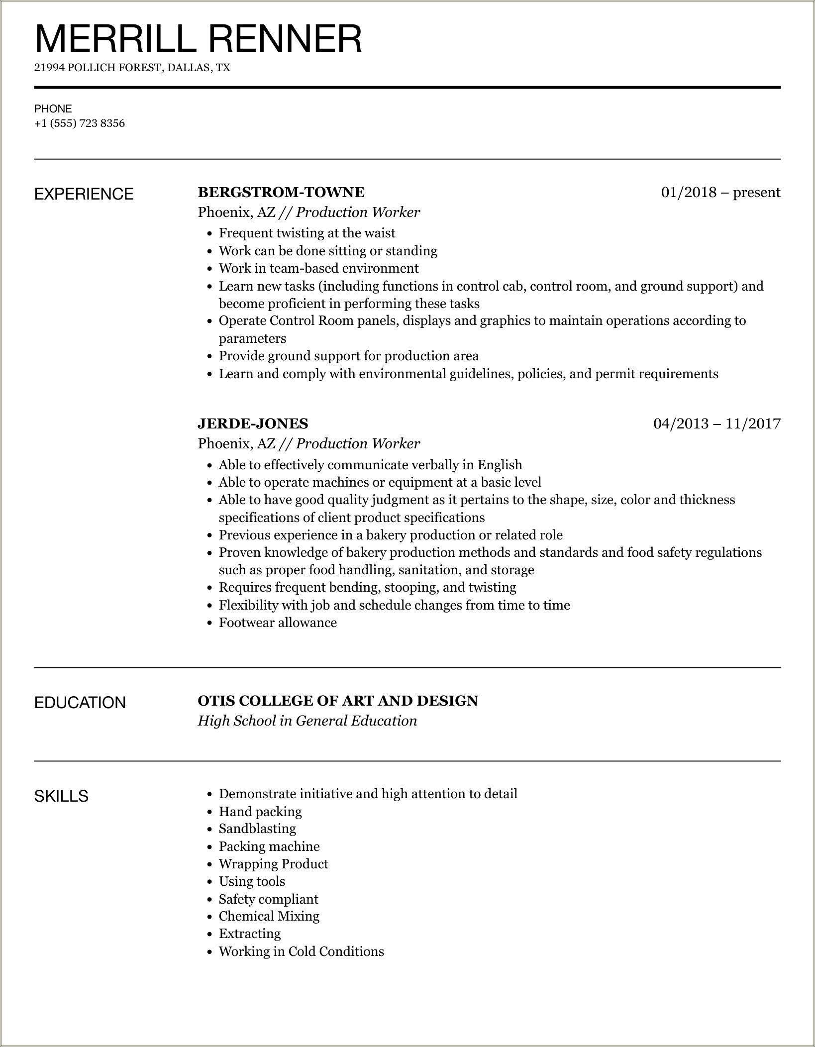 Resume Samples Glass And Window Worker
