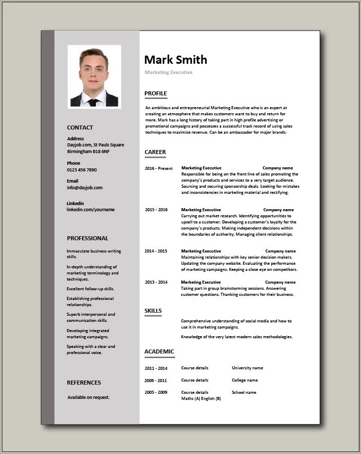 Resume Samples In Sales And Marketing