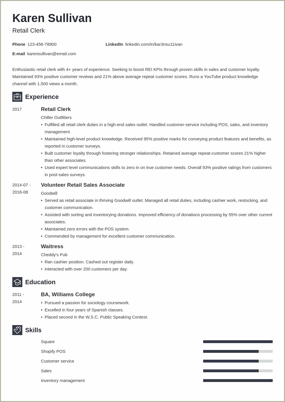 Resume Samples Retail To Admin Jobs