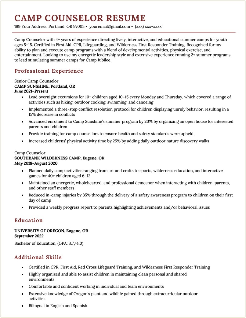 Resume Samples School Counselor Entry Level