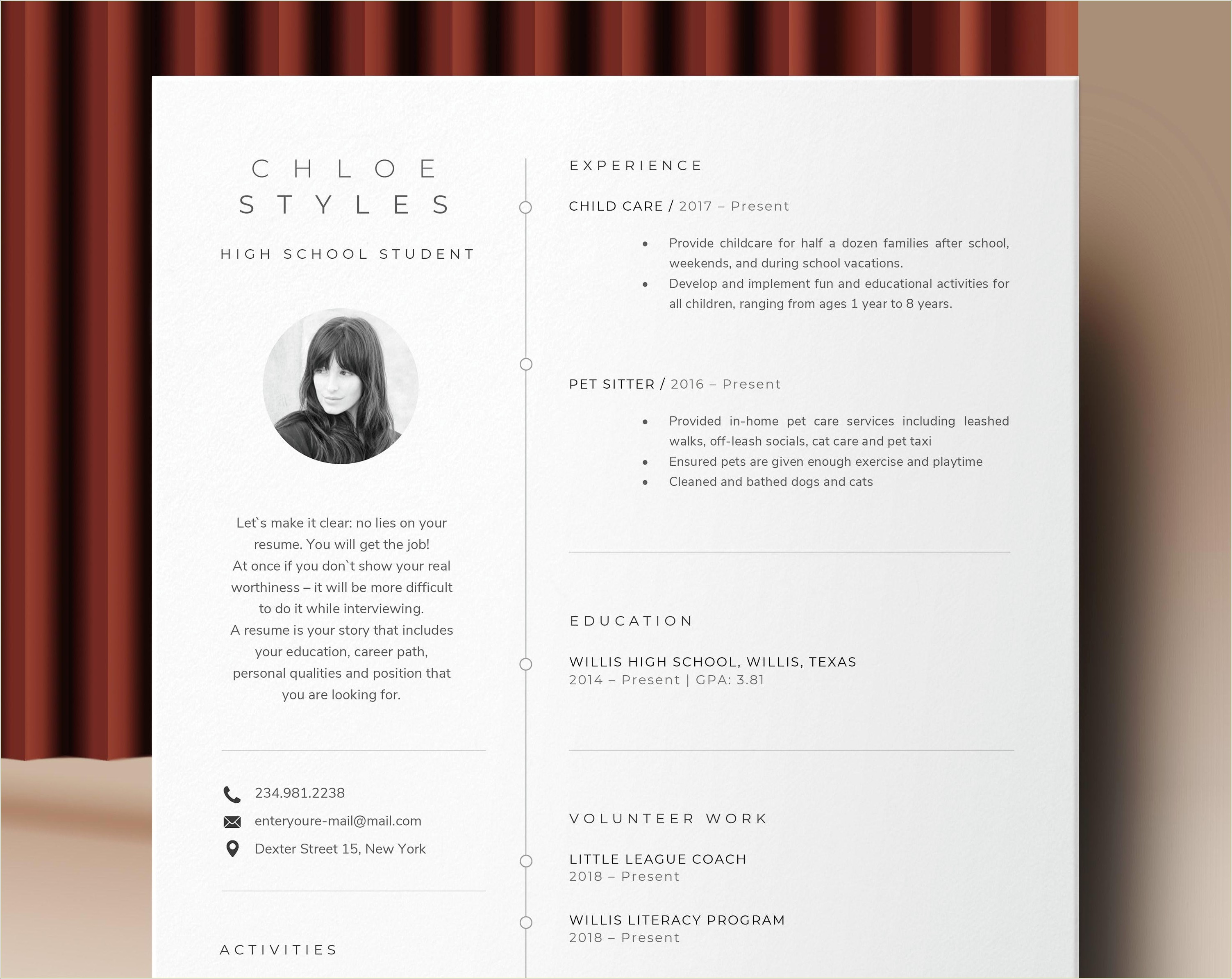 Resume Samples Templates First Job Student