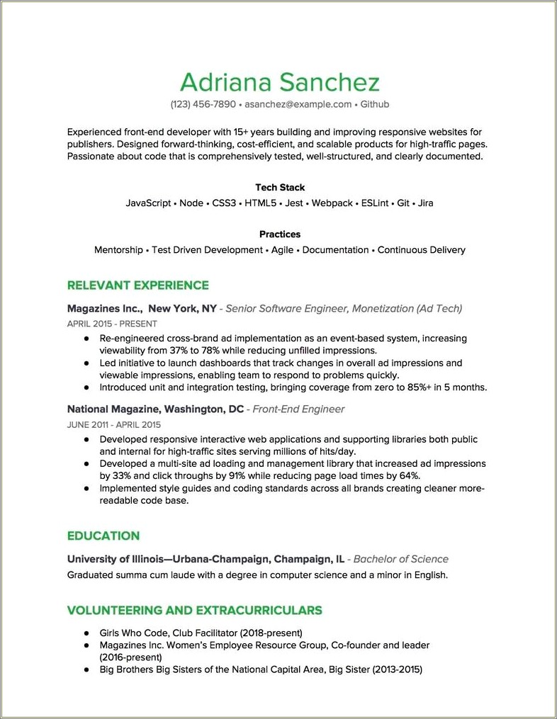 Resume Samples Uiuc Dual Degrees Finance And Accounting