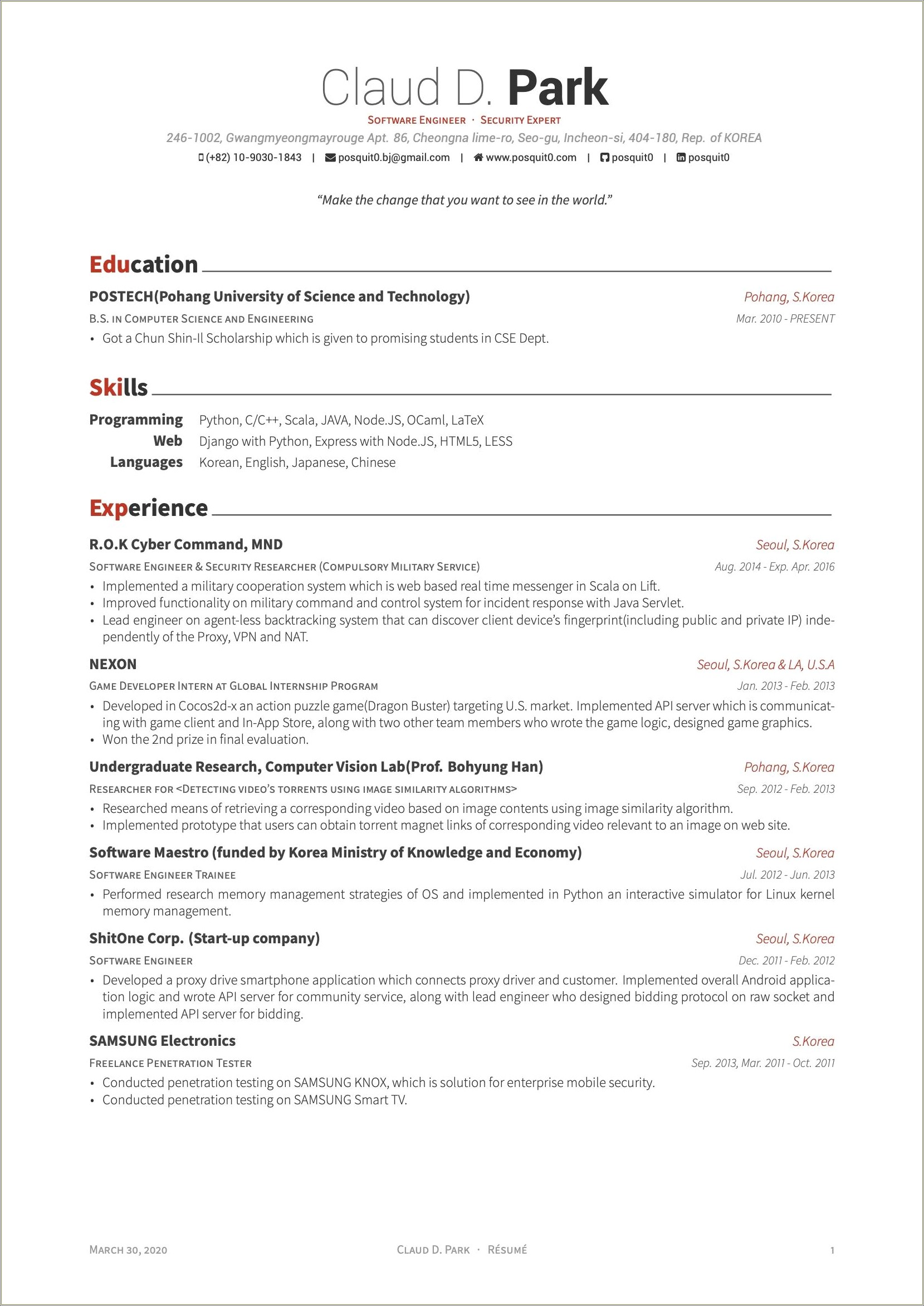 Resume Sections For High School Student