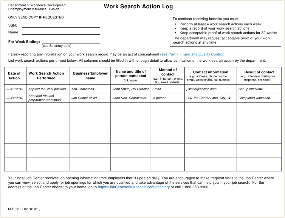 Resume Serch Job Center Of Wisconsin