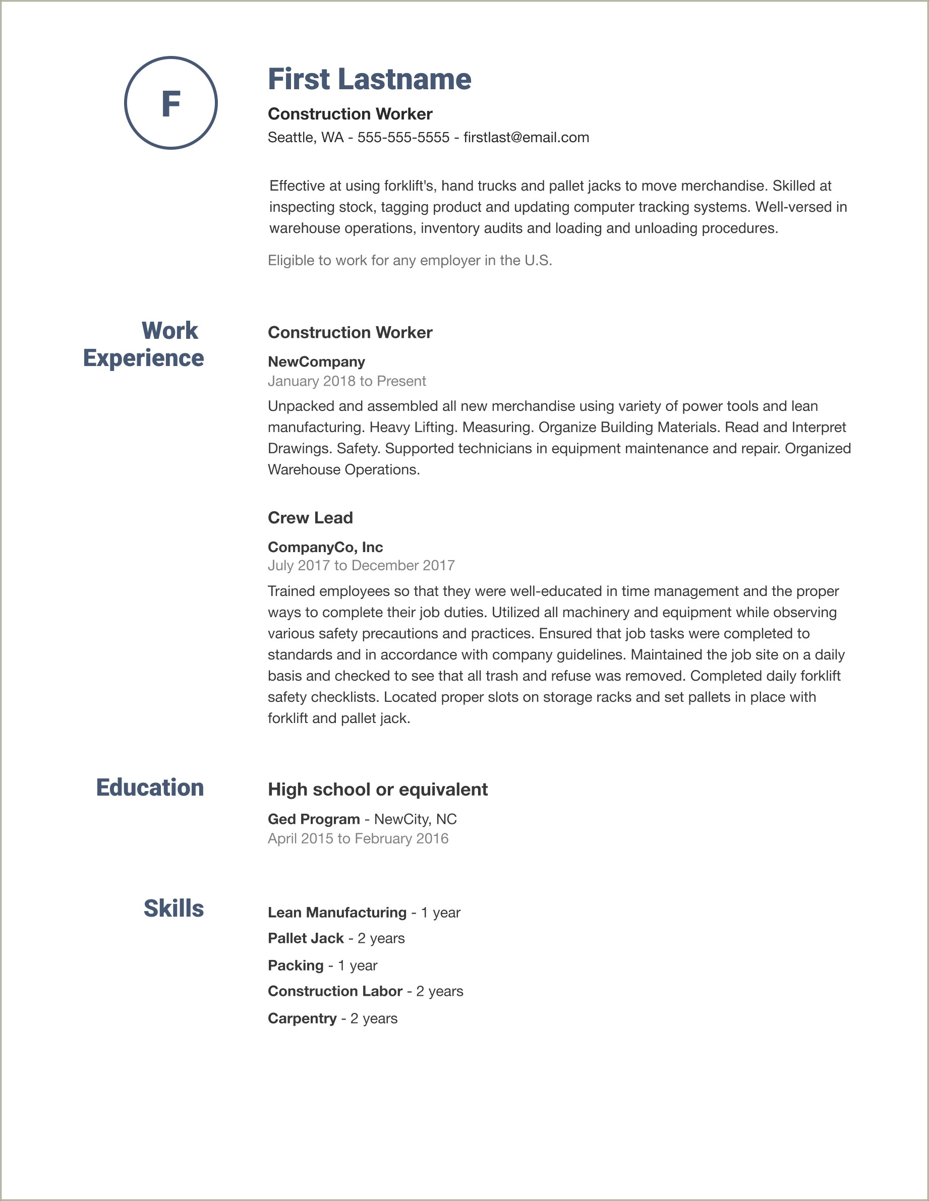 Resume Setup For Working Iin Education
