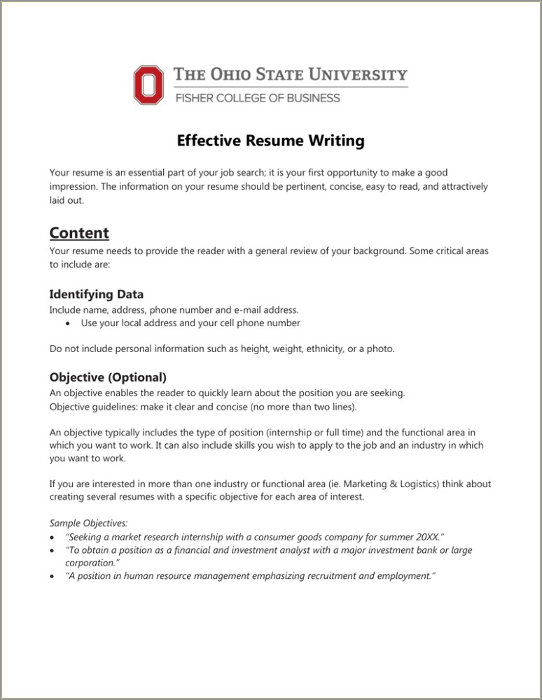 Resume Should You Have An Objective