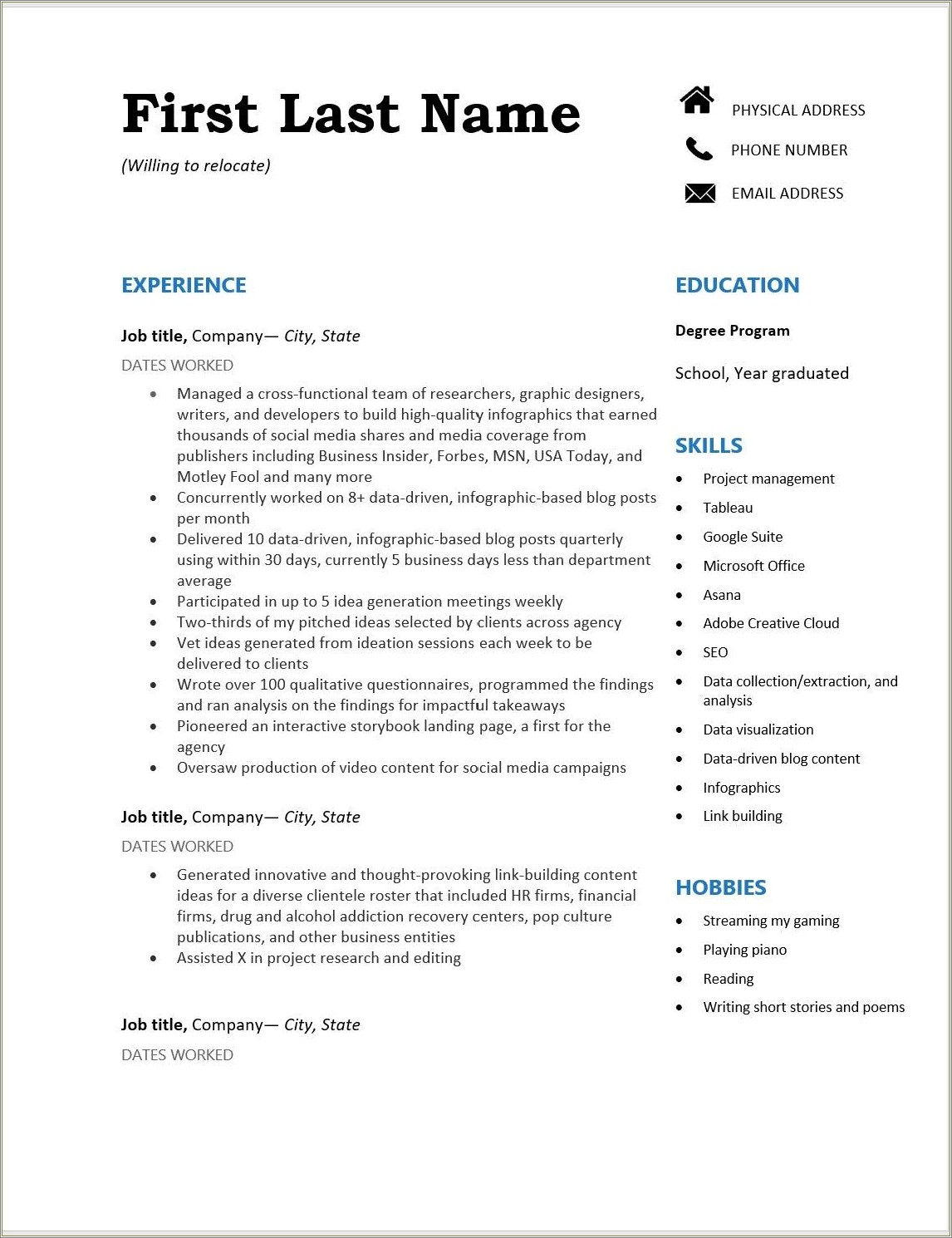 Resume Should You Up All Your Work Experience