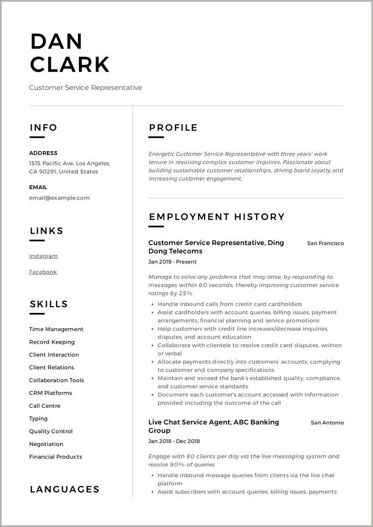 Resume Skill For Chats And Email
