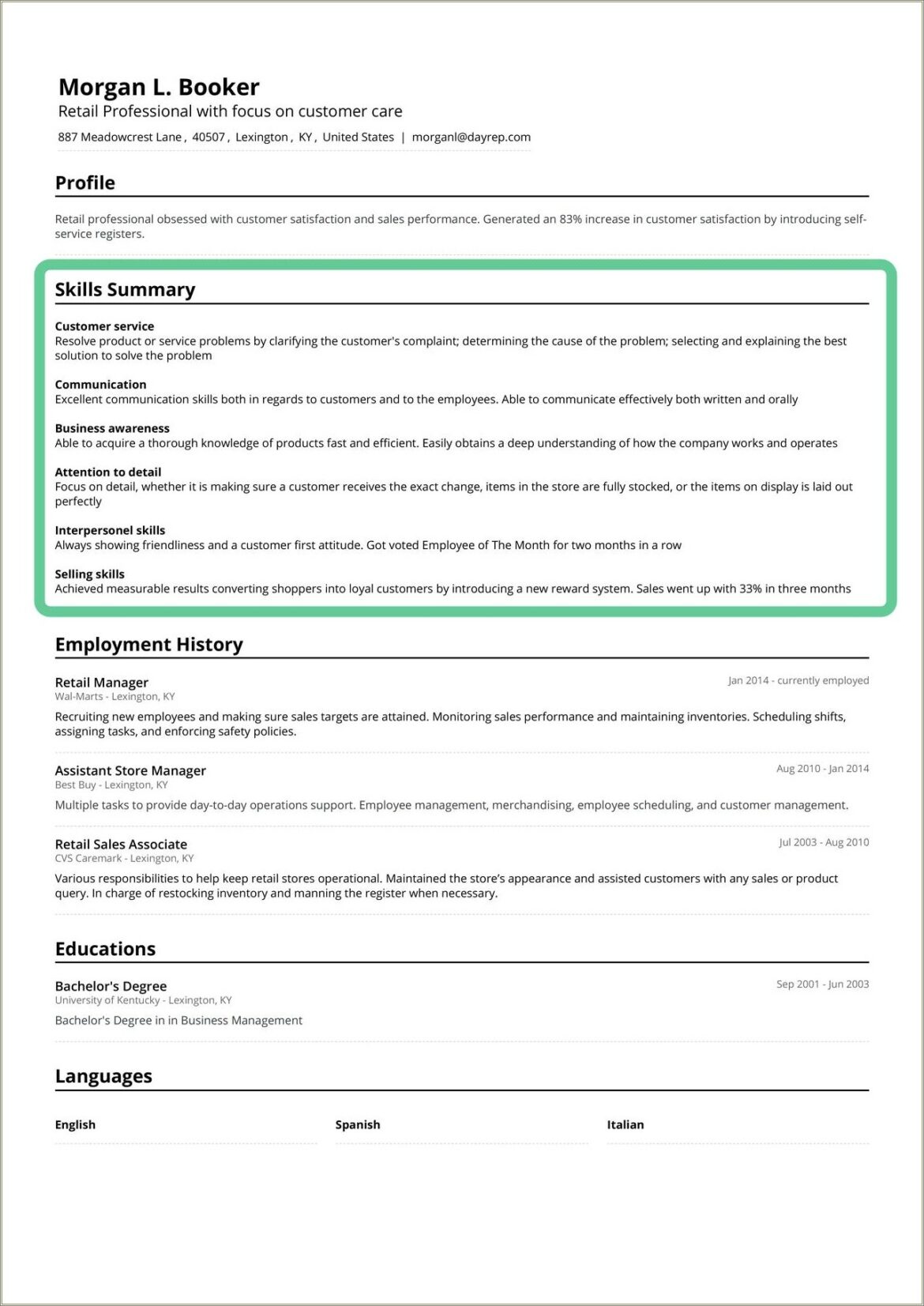 Resume Skill Good At Following Instructions