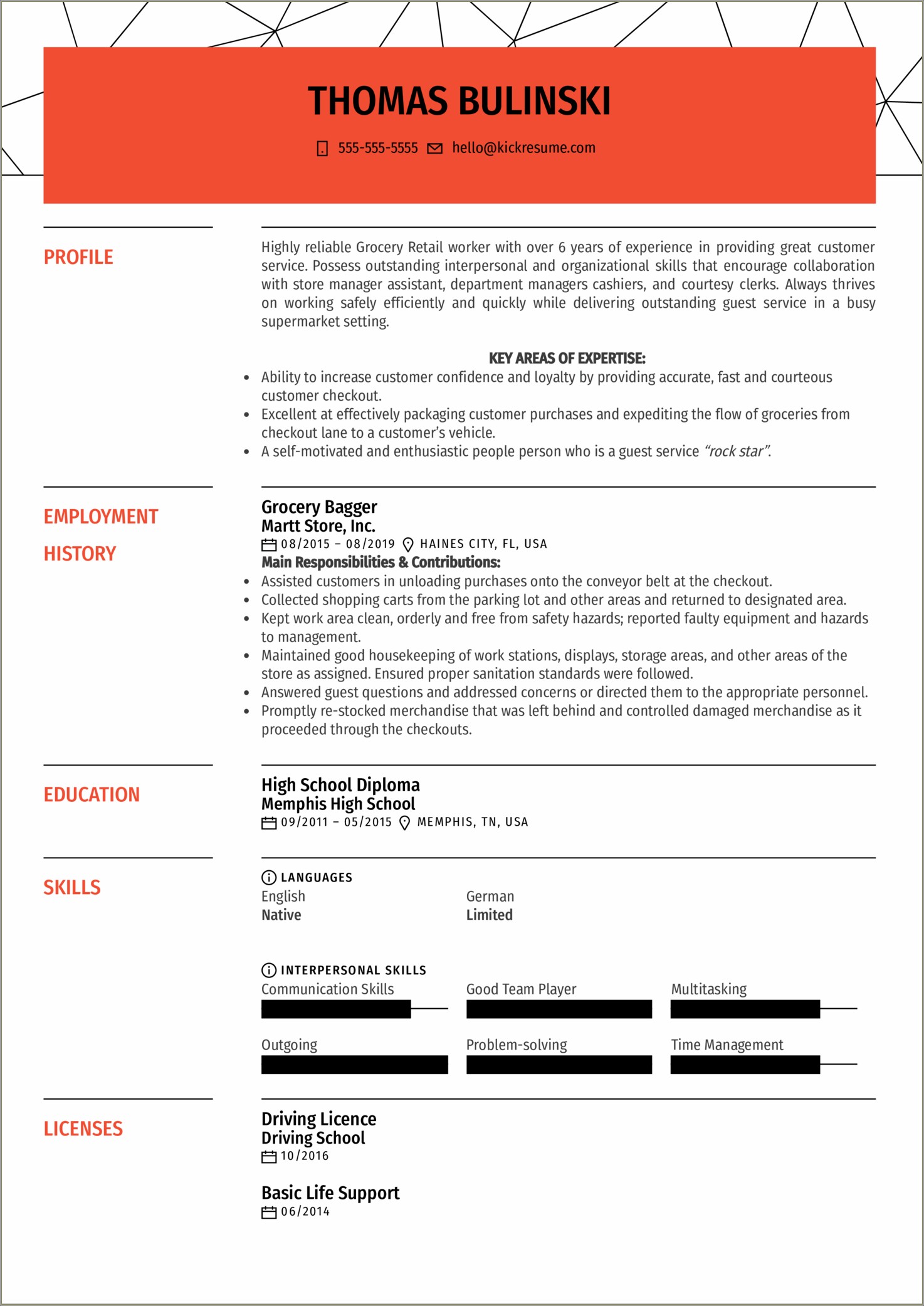 Resume Skills Examples For Grocery Clerck