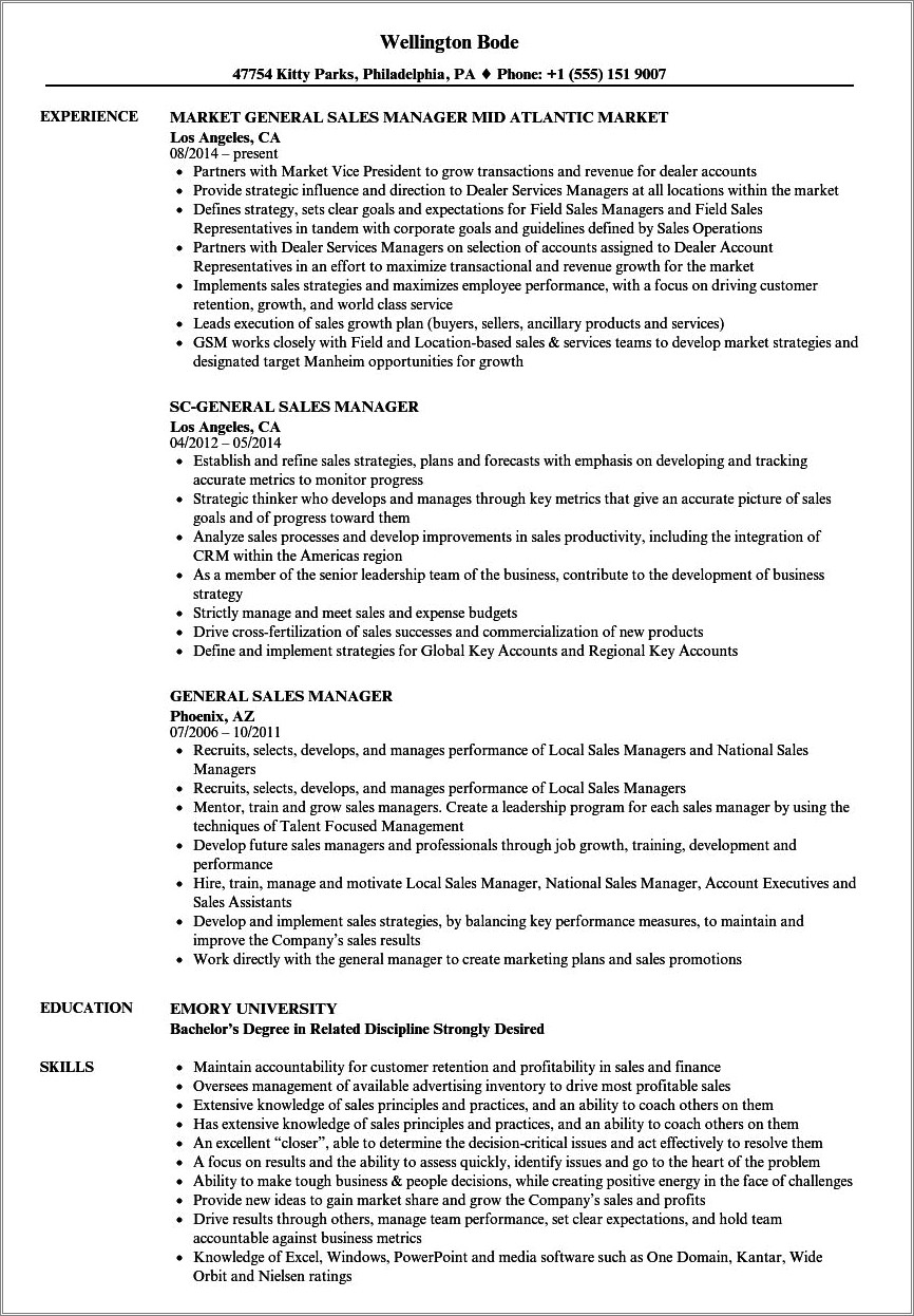 Resume Skills Examples Of Auto Desk Manager